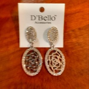 Bnwt In Package Beautiful Rose Dangle Earrings By Dbello